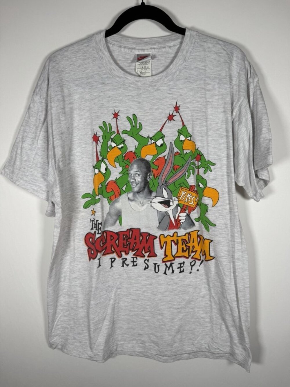 Vintage 90s NIKE Scream Team Jordan Looney Tunes double-sided Grail tshirt XL